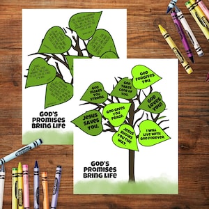 Kit d&#39;artisanat chrétien Arbre des promesses de Dieu, activité à imprimer pour l&#39;école du dimanche, bricolage d&#39;histoires bibliques sur l&#39;arbre de vie, leçons d&#39;étude de la Bible pour enfants