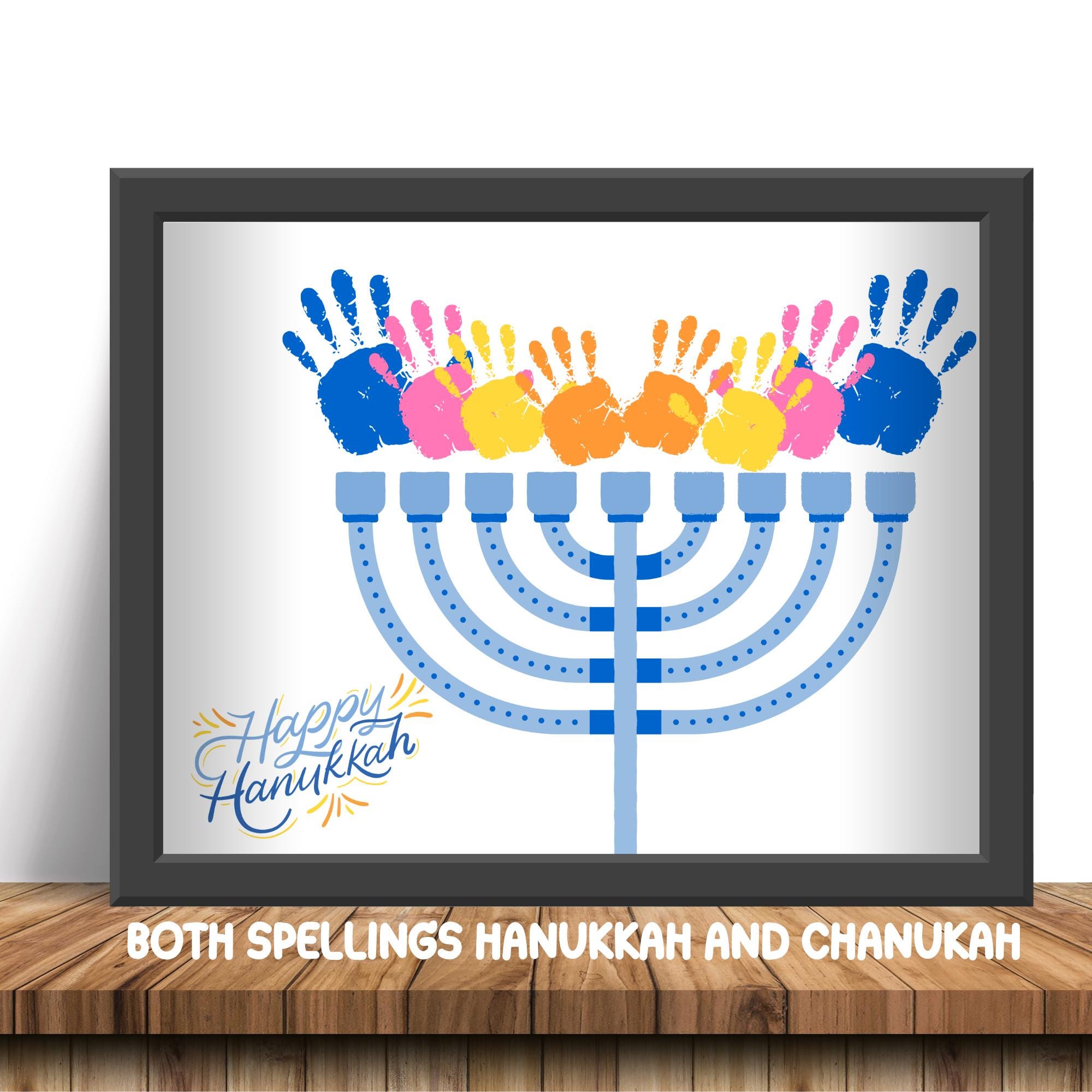 Hanukkah Menorah Handprint Art Keepsake DIY Craft Gift, Printable…