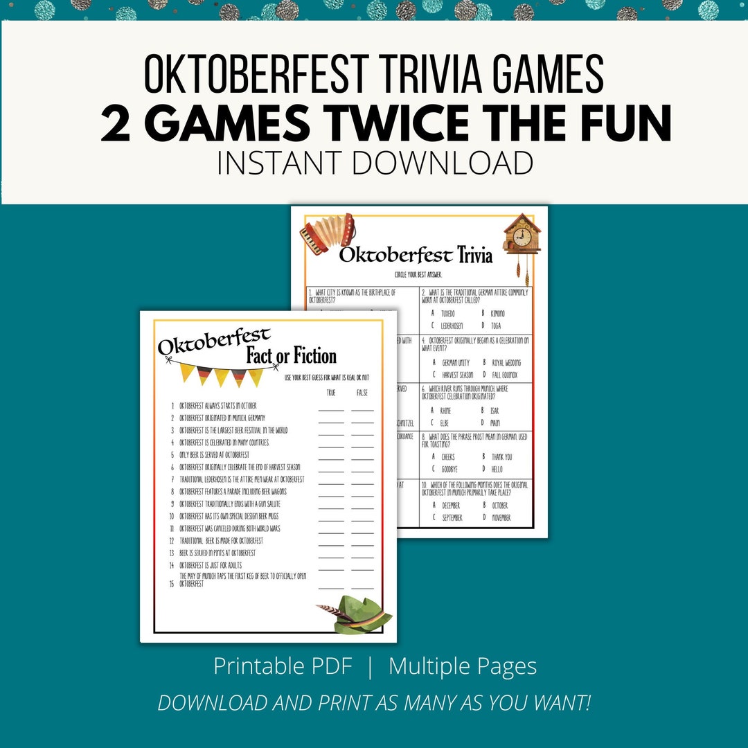 Oktoberfest Trivia Party Game Printable Bundle for Fun Holiday Pages ...