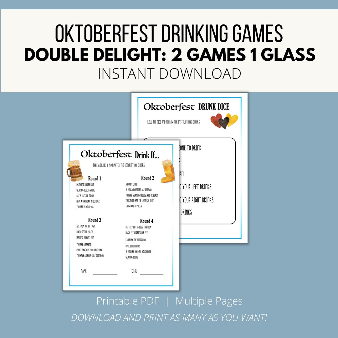 Oktoberfest Drinking Game Printable Bundle for Fun Holiday Pages ...