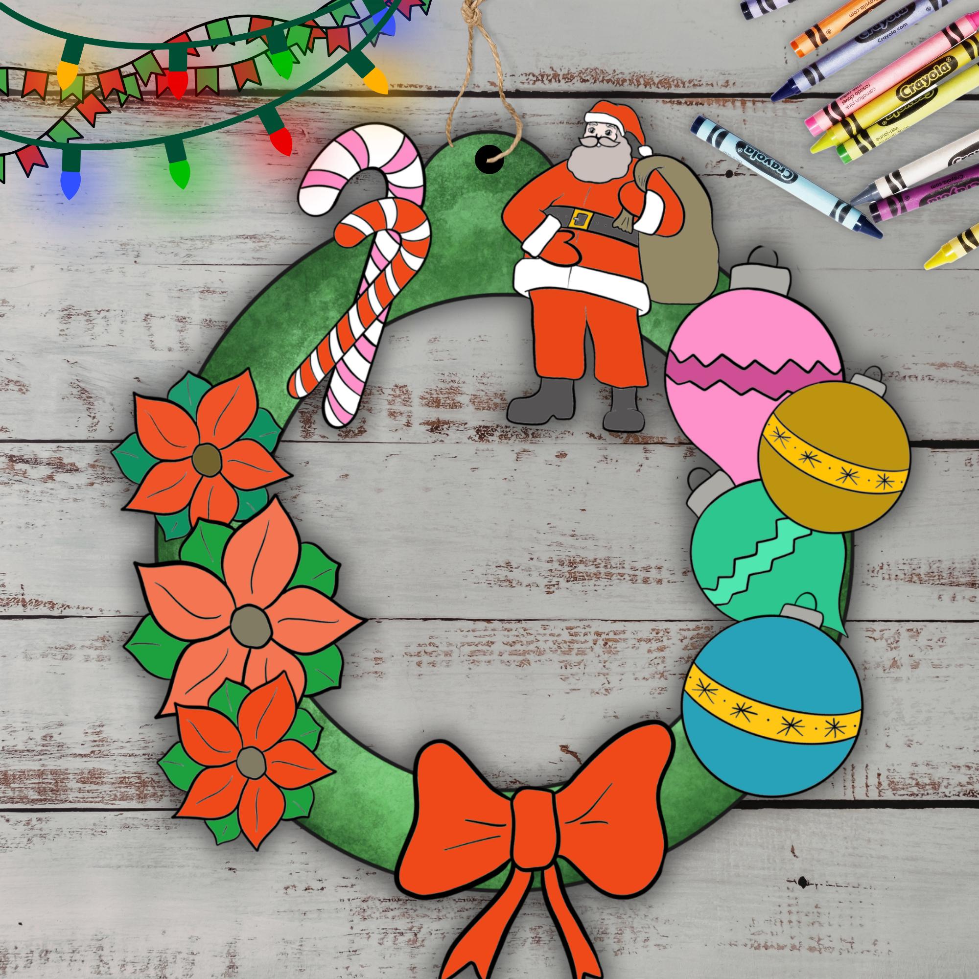 14 Easy Poinsettia Crafts for Kids 5 Christmas Craft Wreath Printable, Holiday Kids Activity DIY Project