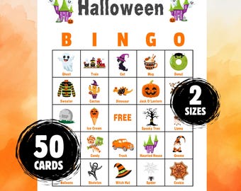 Wydrukowane, niestraszne karty bingo na Halloween do zajęć w klasie dla dzieci, seniorów i rodzin
