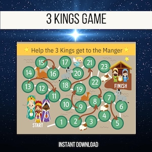 3 Kings Epiphany Nativity Printable Fun Religious Game for Preschool, K4, Kindergarten Kids -  3 Wise Men Printable Game A4 and Letter Size