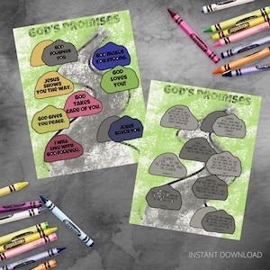 Kit d&#39;artisanat chrétien du chemin des promesses de Dieu, activité d&#39;histoire de la Bible à imprimer pour le bricolage à l&#39;école du dimanche, cours de bible pour enfants, étude de la bible à la maison