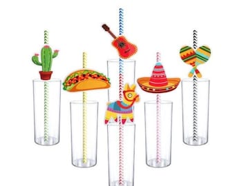MEXICAN PARTY DECOR- Fun Straws, Final Fiesta Bachelorette Party, Mexican Party Favors, Bridal Shower, Engagement Party, Cinco de Mayo