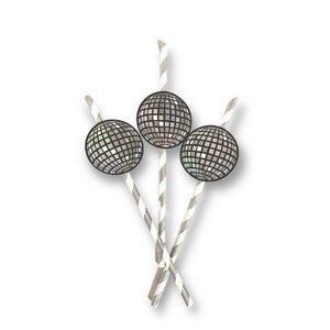 DISCO BALL STRAWS- 12pc Fun Straws, Disco Decorations, 70&#39;s Disco Party, Bachelorette Party, Dazed & Engaged, Last Disco, 80&#39;s