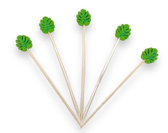 CHARCUTERIE WOOD PICKS- Tropical Food Pick, Food Markers, Cocktail Picks, Food Decor, Cheese Pick, Wooden Party Picks