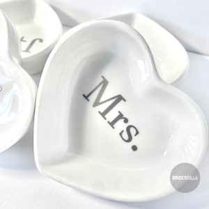PERSONALIZED JEWELRY DISH- Ceramic Porcelain Heart, Trinket Tray, Ring Dish, Custom Gift, Couples Gift, Bridesmaid Proposal, Flower Girl