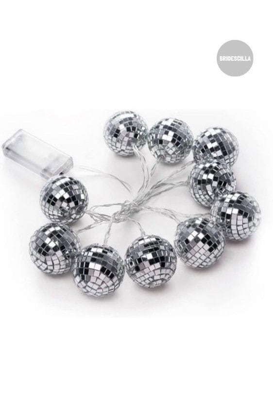 DISCO MIRROR BALL Light String- Bachelorette Party Decor Garland, Bridal Shower, Last Disco, 70's/80's, Disco Party- Silver, Gold, Rose Gold