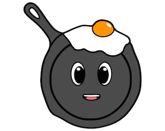 Mascota de la sartén amigable, ilustración vectorial