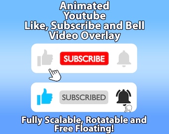 Animated YouTube Like, Subscribe and Bell Video Overlay, Easy to Use and Hassle Free, A Professional Addition To Your Videos