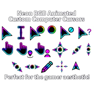 Neon RGB Animated Computer Cursor Pack, Perfect For Gamers & Creatives