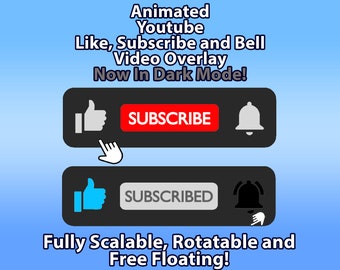 Dark Mode Animated YouTube Like, Subscribe and Bell Video Overlay, Easy to Use and Hassle Free, A Professional Addition To Your Videos