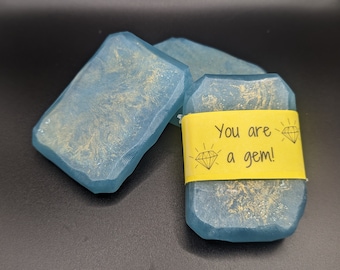 Sparkling Gemstone Soap - Blue and Gold | Natural Gem-like Soap for a Joyful Self-Care Experience