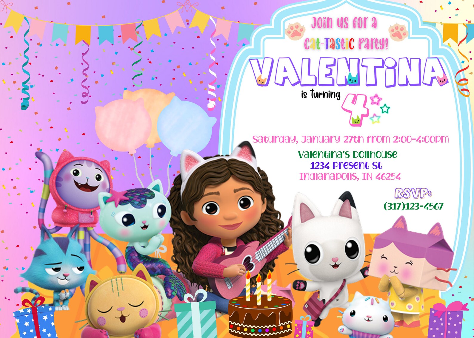 Gabby's Dollhouse-birthday Invitation-digital-not Instant | Etsy UK