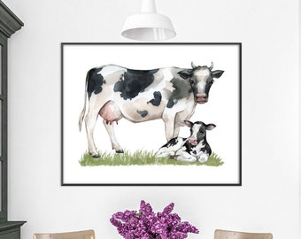 Cow print wall art printable sizes 8 x 10 in and 12 x 15