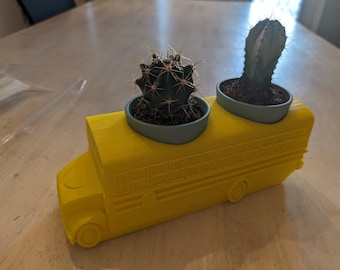 School bus plant holder