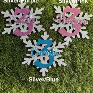 Décoration de gâteau La Reine des neiges / Fête de la Reine des neiges / Ana et Elsa Snowflake/name/age
