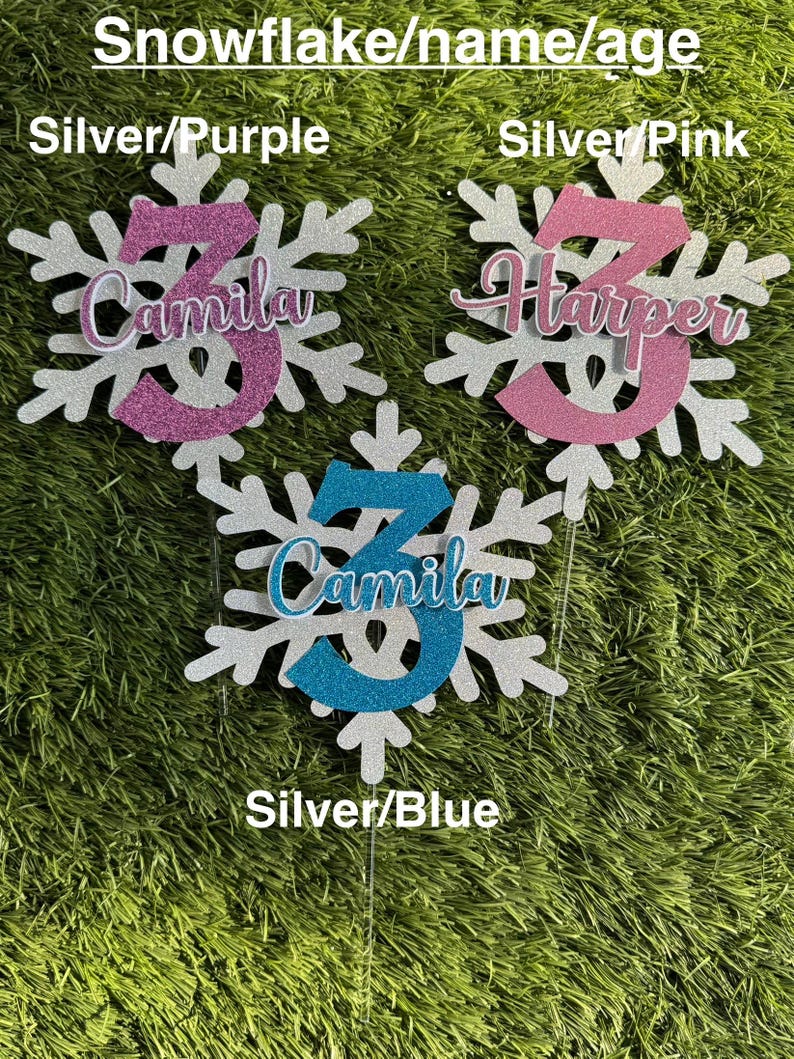 Décoration de gâteau La Reine des neiges / Fête de la Reine des neiges / Ana et Elsa Snowflake/name/age