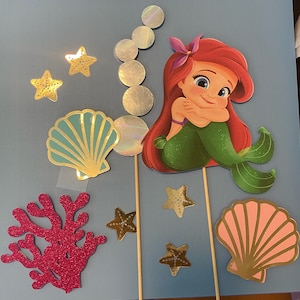 Little mermaid Cake topper / Young little mermaid decoration set