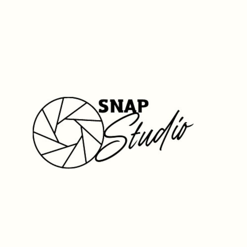 May include: Black and white logo for a photography studio called "SNAP Studio". The logo features a stylised camera lens.