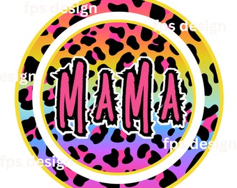 Neon Leopard Mama PNG: Summer Sublimation Design (Digital Download)