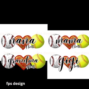 Baseball Softball Grandma PNG: Nana, Mama, Gigi (Digital Download)