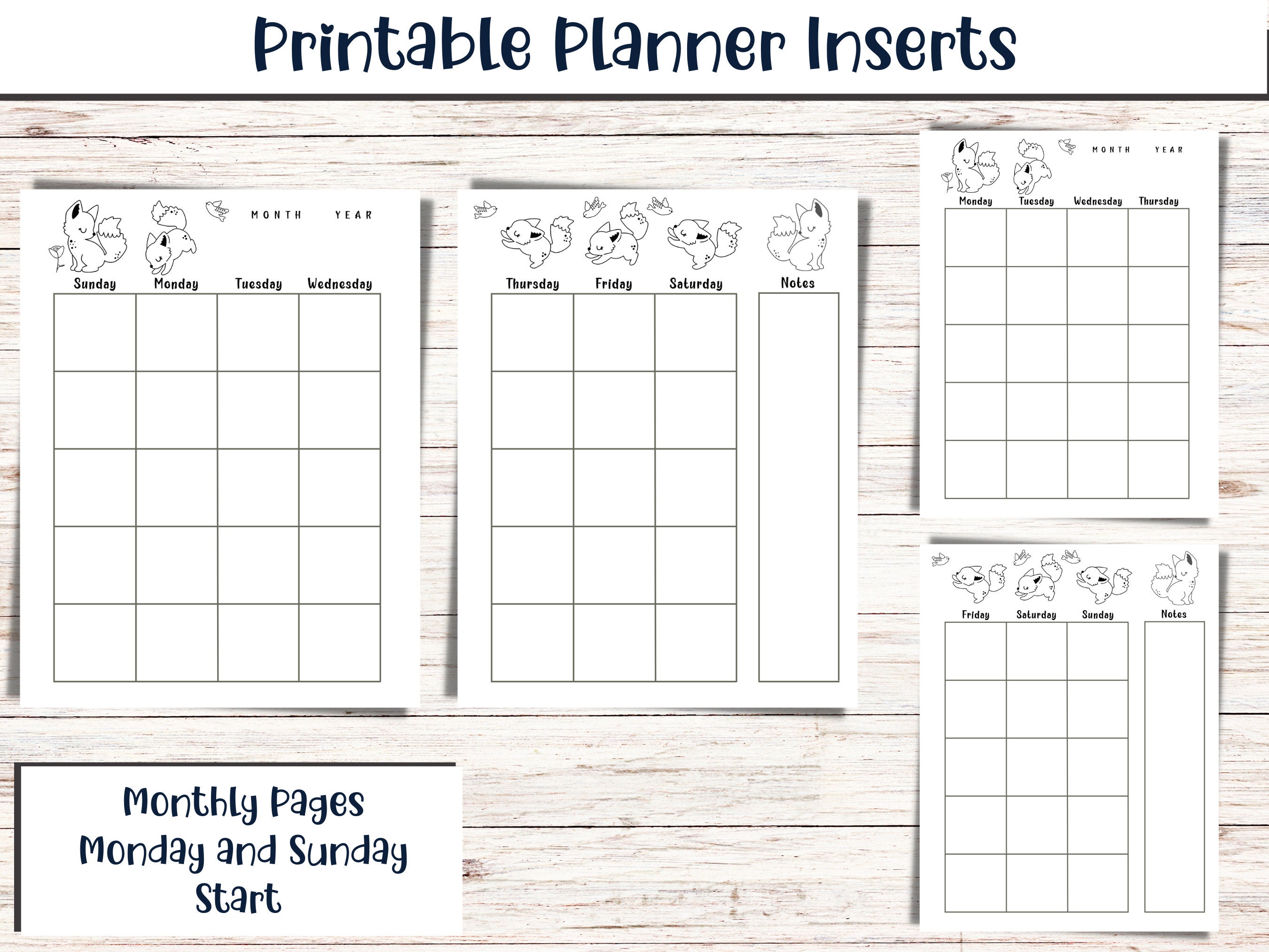 Printable Planner Inserts Planner Spread Weekly, Monthly, Daily Pages ...