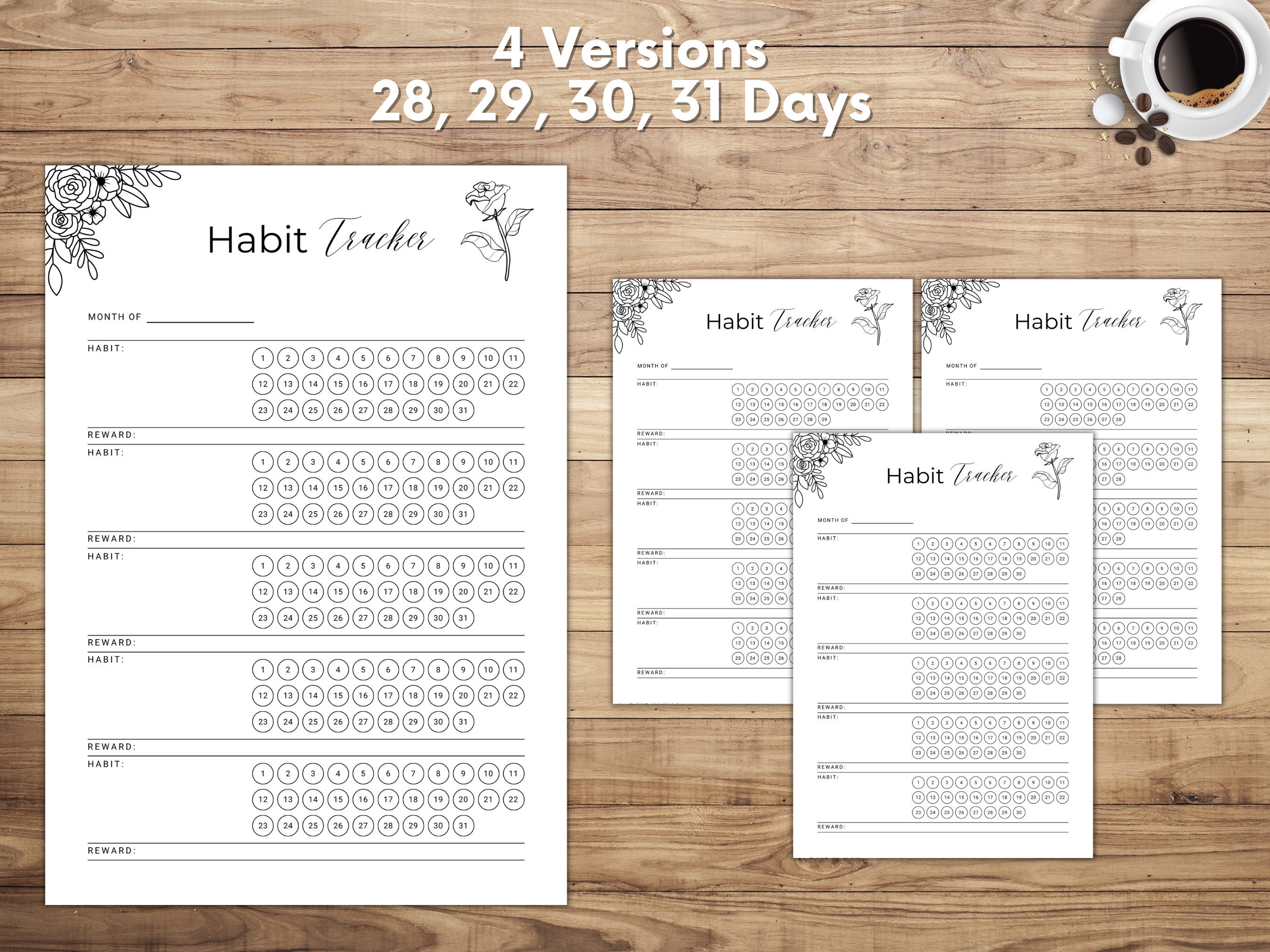 Monthly Habit Tracker Printable, Monthly Routine Insert, Habit Tracker ...