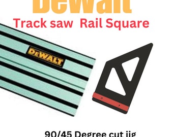 DeWalt Track Saw Rail Square fence for 90 and 45 Degree Cuts.  Our DeWalt Track Saw Square adapter can be used at both sides of the rail. EU