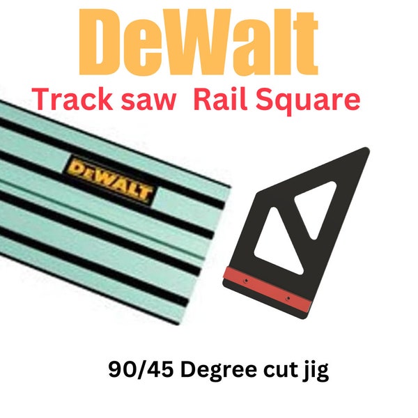 Guide carré pour rail de scie à chaîne DeWalt pour des coupes à 90 et 45 degrés. Notre adaptateur carré pour scie à chaîne DeWalt peut être utilisé des deux côtés du rail. UE