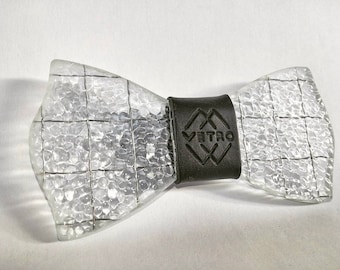 Vetro® Glass BowTie™ - Model: Wired Glass Bow Tie™ - Unique Crystal Bow TIe - Embossed Wired Glass
