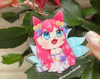 Chibi Spirit Blossom Ahri Acrylic Keychain | Double-sided Keychain | League of Legends Ahri Keychain | LoL Ahri Keychain | Acrylic Charm