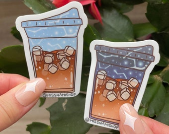 Iced Coffee Sticker Set (2 PCs) | Coffee Sticker | Waterproof Vinyl Sticker | Sticker for Laptop, Journal, Planner, Notebook, Hydroflask