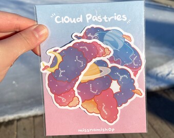 Cloud Pastries Sticker Pack (3 PCs) | Cloud Croissant Sticker | Cloud Pretzel Sticker | Cloud Pancakes Sticker | Cloud Vinyl Stickers