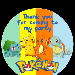 Pokemon Favor Tags. Thank You Tags Pokemon Party Favors. Pokemon Thank You  Tags. Birthday Boy Favors. 