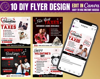 10 DIY Valentine’s Day Content Tax Package, Edible Tax Preparer Flyer, Valentine's Day Tax Flyer, V-Day Sale Red & Black