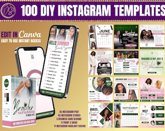 Flechten Instagram Post Templates: Hair Business Branding (Digitaler Download)