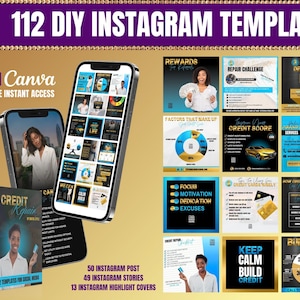 112 DIY Social Media Credit Repair Templates, Editable Credit Repair Canva Templates, Credit Repair Flyer, Sky Blue Gold Black