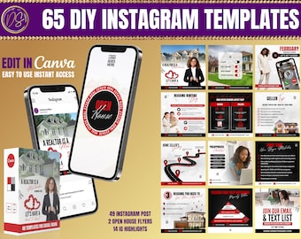 65 DIY Valentine’s Day Content Realtor Package, Edible Realtor Flyers, Real Estate Social Media Templates, Red & Black