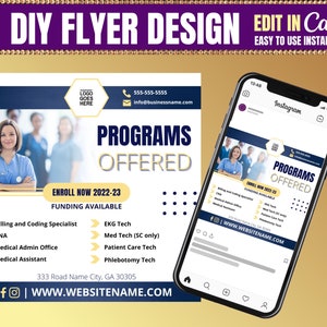 Social Media Medical Course Edible Flyer, Course Flyer Navy & Tan