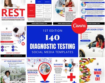 DNA Testing Social Media Templates Canva | Medical Lab Marketing Kit (Digital Download)