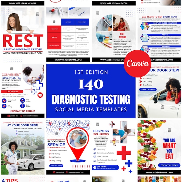 DNA Testing Social Media Templates Canva | Medical Lab Marketing Kit (Digital Download)
