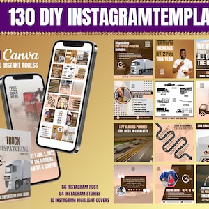130 DIY Social Media Truck Dispatching Templates, Editable Canva Template, Editable Logistics & Dispatching Templates, Blush and Brown