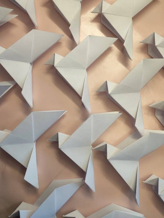 White Origami Doves Decoration 20 Pieces Etsy