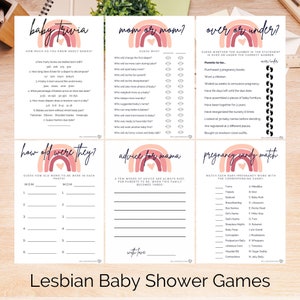 Lesbian Baby Shower Games: LGBTQ Two Moms, Girl Theme (Printable PDF)