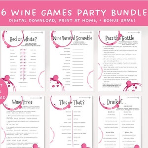 Wine Tasting Party Games Bundle: 6 Fun Games (PDF Download)