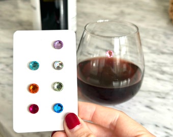 Wine Charms, Wine Glass Charms, Stocking Stuffer, Wine Lover Gift, Magnetic Drink Marker, Magnetic Wine Charms, Holiday Wine Gift