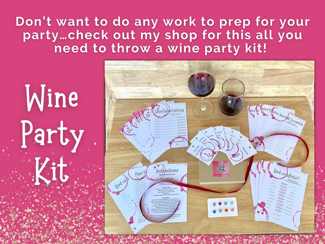 Wine Tasting Games Printable Wine Tasting Games Kit Wine Etsy