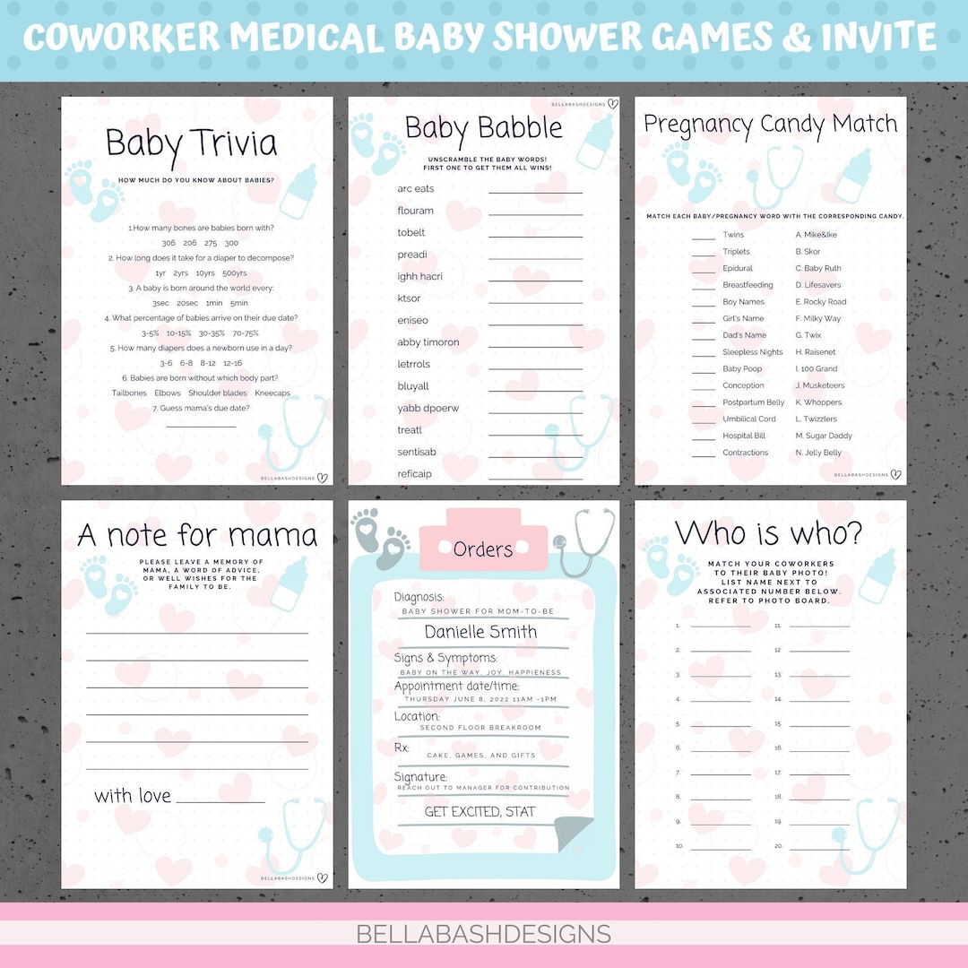 Coworker Baby Shower Games and Invites, Medical Coworker Baby Shower